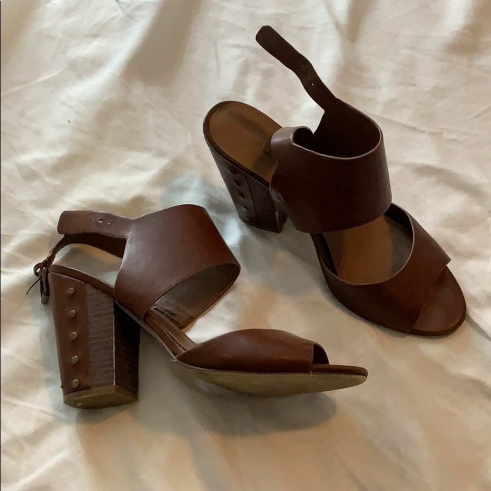 Brown leather heels